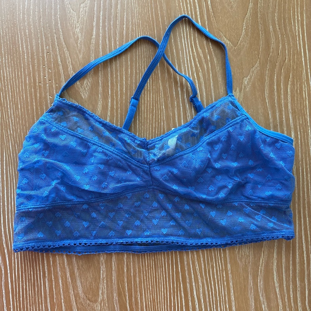 Kirra Blue Lace Heart-Pattern Bralette